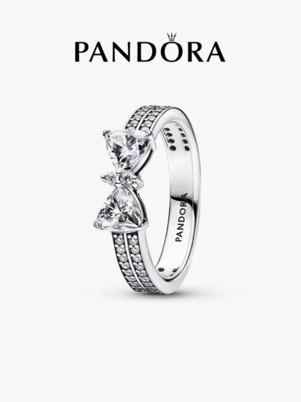 Pandora Sparkling Bow Double-row Ring